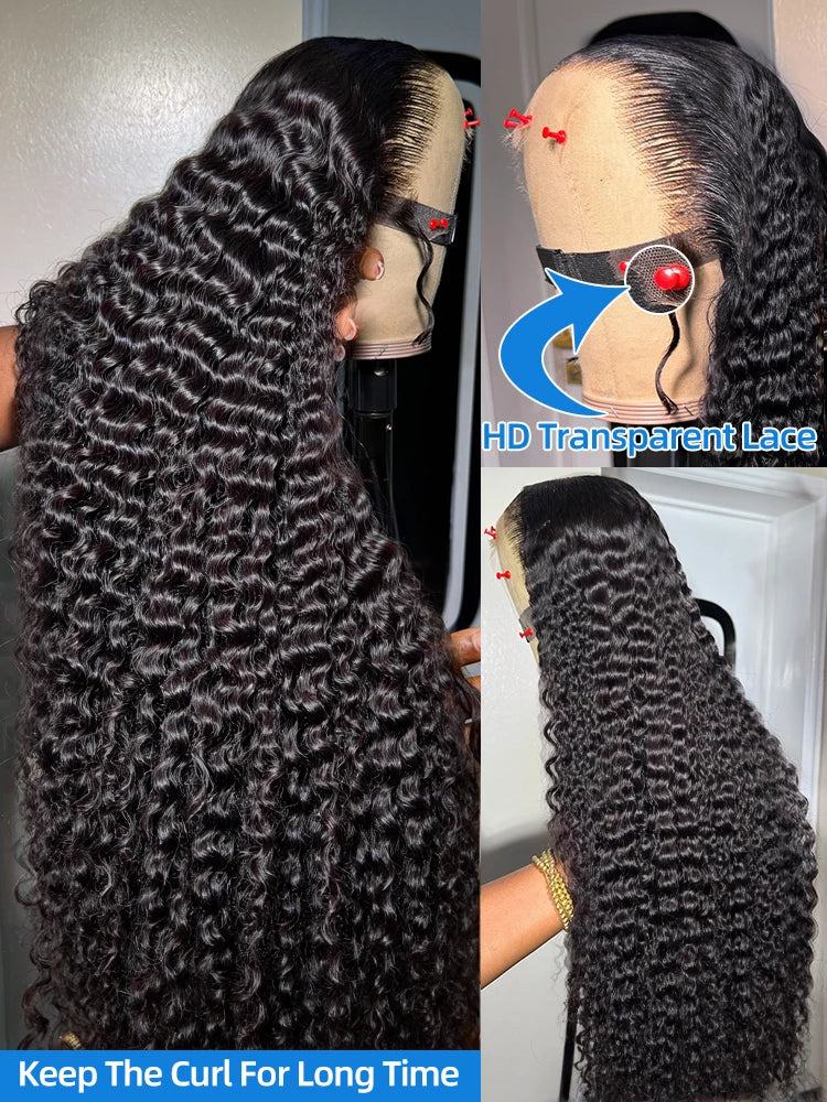 Xcurly 30 40 Inch Deep Wave 13x4 HD Lace Front Wig Human Hair For Women 220 Density Loose Water Curly 13x6 Lace Frontal Wigs