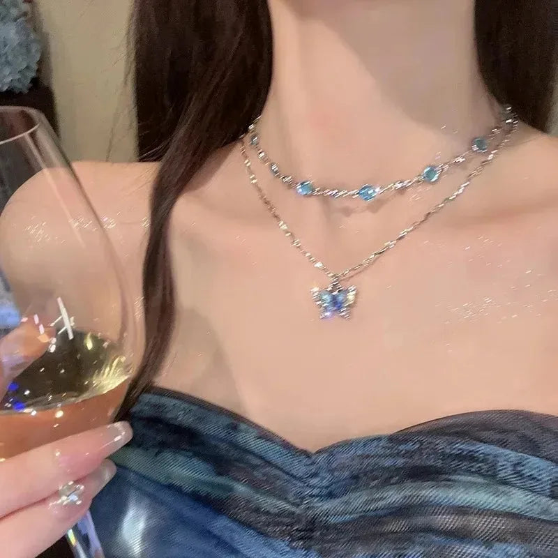 2025 New Women's Pearl Necklace Kpop Gold Color Beads Pendant Necklaces Goth Double Layer Chain Choker for Women Fashion Jewelry