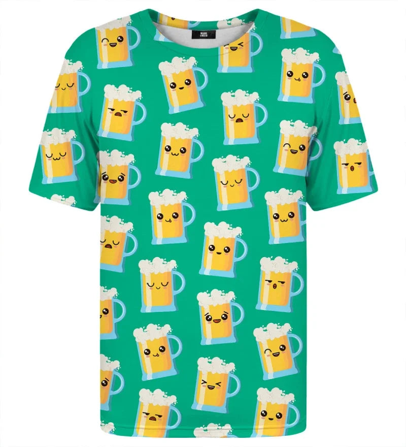 Beer Lover Cosplay T-shirt For Men Clothes Funny Humor Short Sleeve T Shirts Harajuku Fashion Cartoon Pattern Party Trend Tee