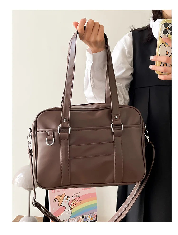 Japanese Style JK Bag Women High School Student Uniform Bag PU Leather Shoulder Bag Women Simple Handbags Crossbody Bags Itabag
