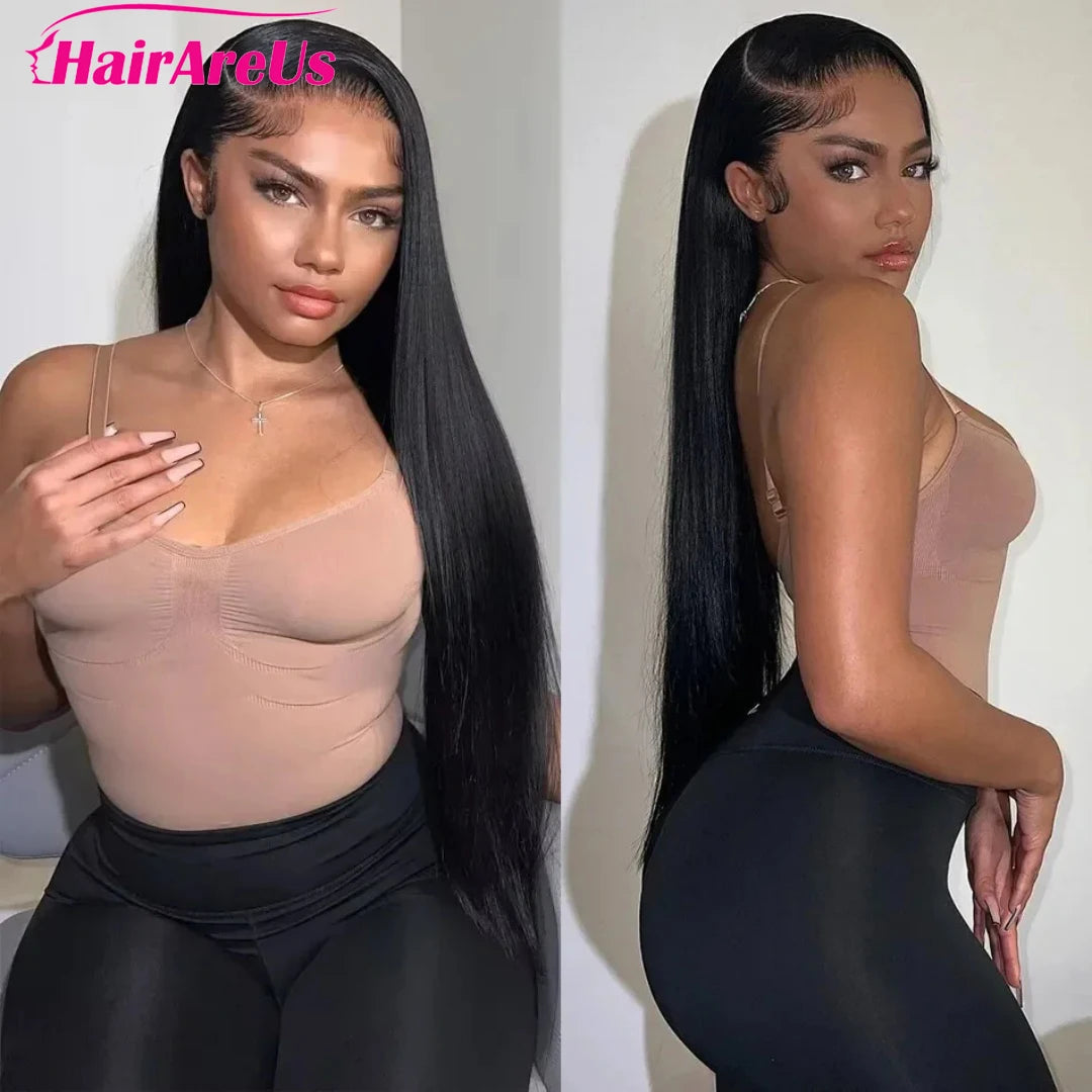 5x7 Glueless 100% Human Hair 13x6 Bone Straight Lace Front Human Hair Wigs 36 Inch 13x6 HD Lace Frontal Wig for Women PrePlucked