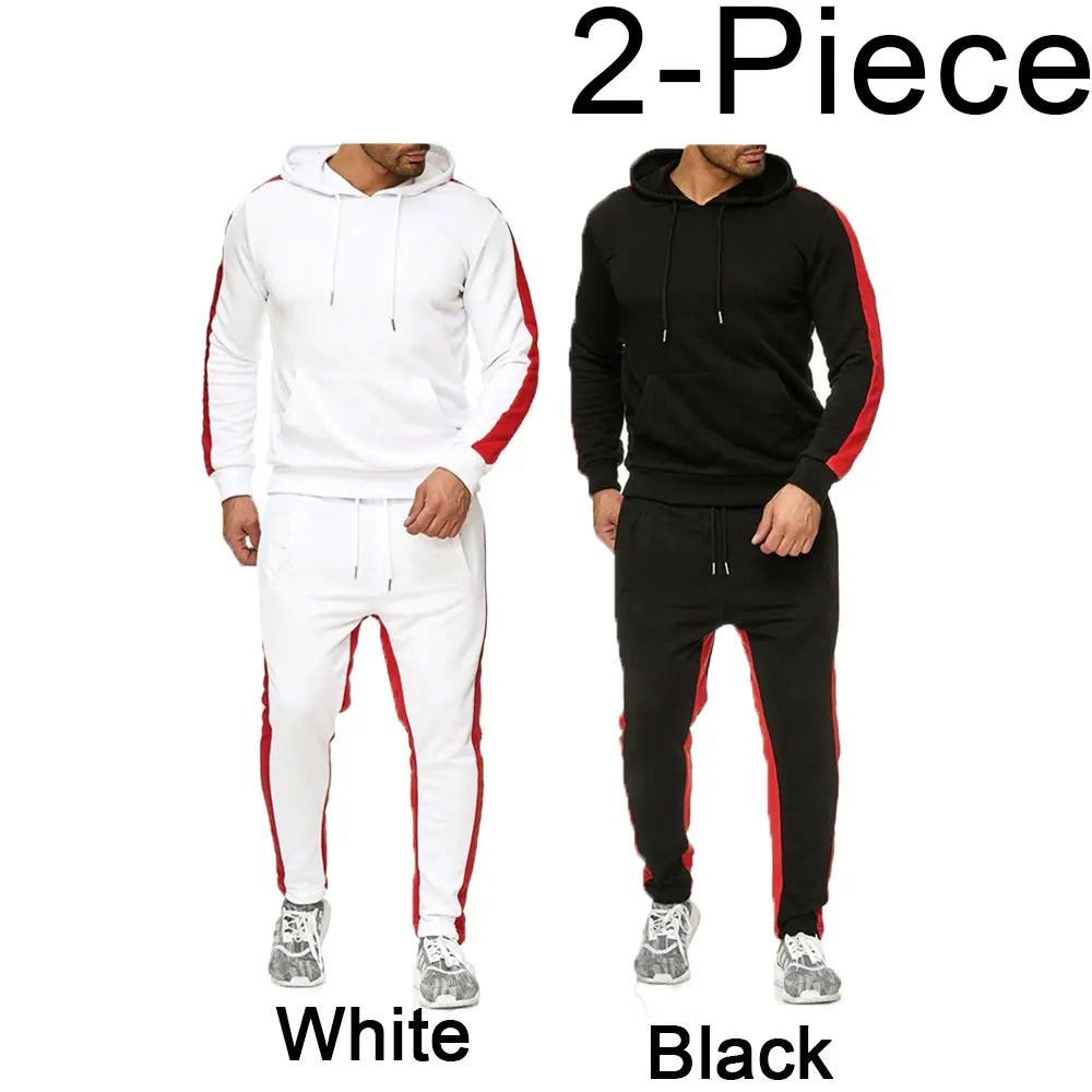 Men's 2 Piece Tracksuit Color Block Sweatsuit Stripes Casual Winter Long Sleeve Warm Moisture Wicking Breathable Sportswear Suit