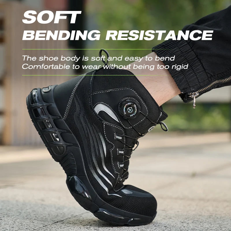 High Top Work Safety Boots Men Steel Toe Cap Work Shoes Rotating Button Indestructible Sneakers Protection Men Safety Shoes