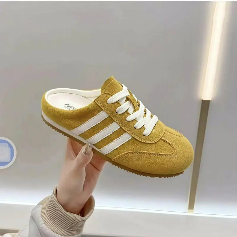 Baotou semi-slippers women's summer wear 2025 new super hot heelless flat German training shoes lazy one-foot women's shoes