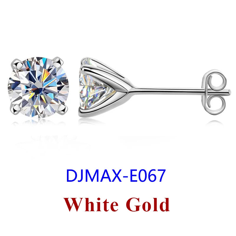 DJMAX 0.5-2ct Moissanite Diamond Stud Earrings for Women Original 925 Sterling Silver Lady's Moissanite Earring New 2025