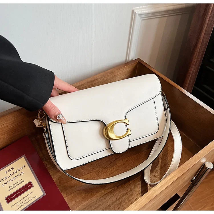 2025 New Women's High-End Pure Color Simple Square Bag Multi-Layer Commuting Single Shoulder Bag Neutral Minimalist Style