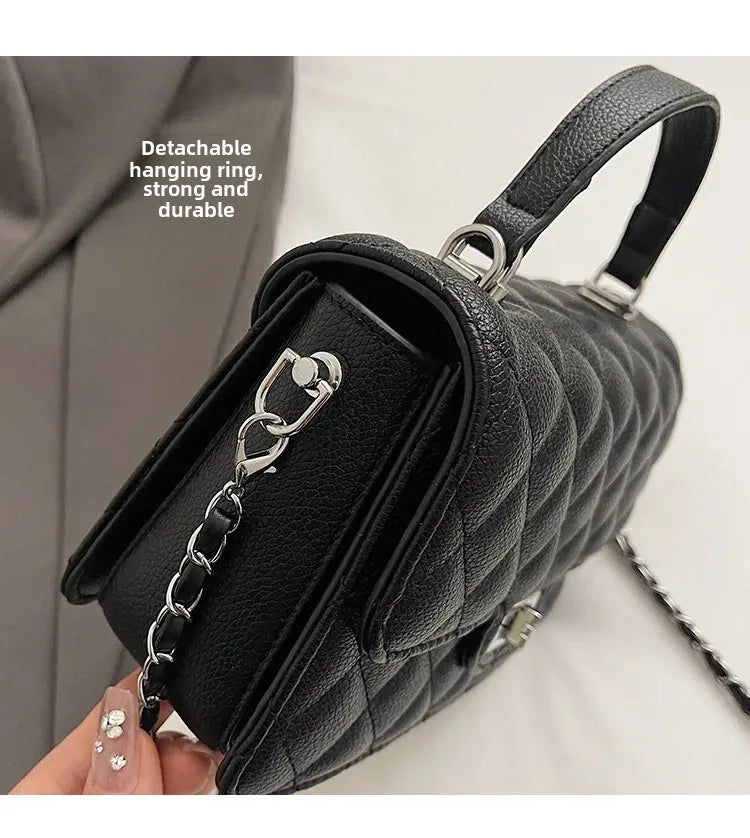 Small Square Lattice Chain Crossbody Bag Women's Shoulder Handbag Simple Handheld Underarm Bag Hot Sale Of The Season New Versat