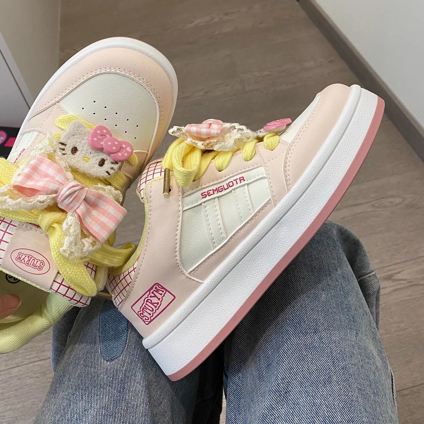 Hello Kitty Board Shoes Summer Sweet Women Sports Shoes Anime Sanrios Cartoon Kt Leisure Cute Girls Student Thick Soled Shoes