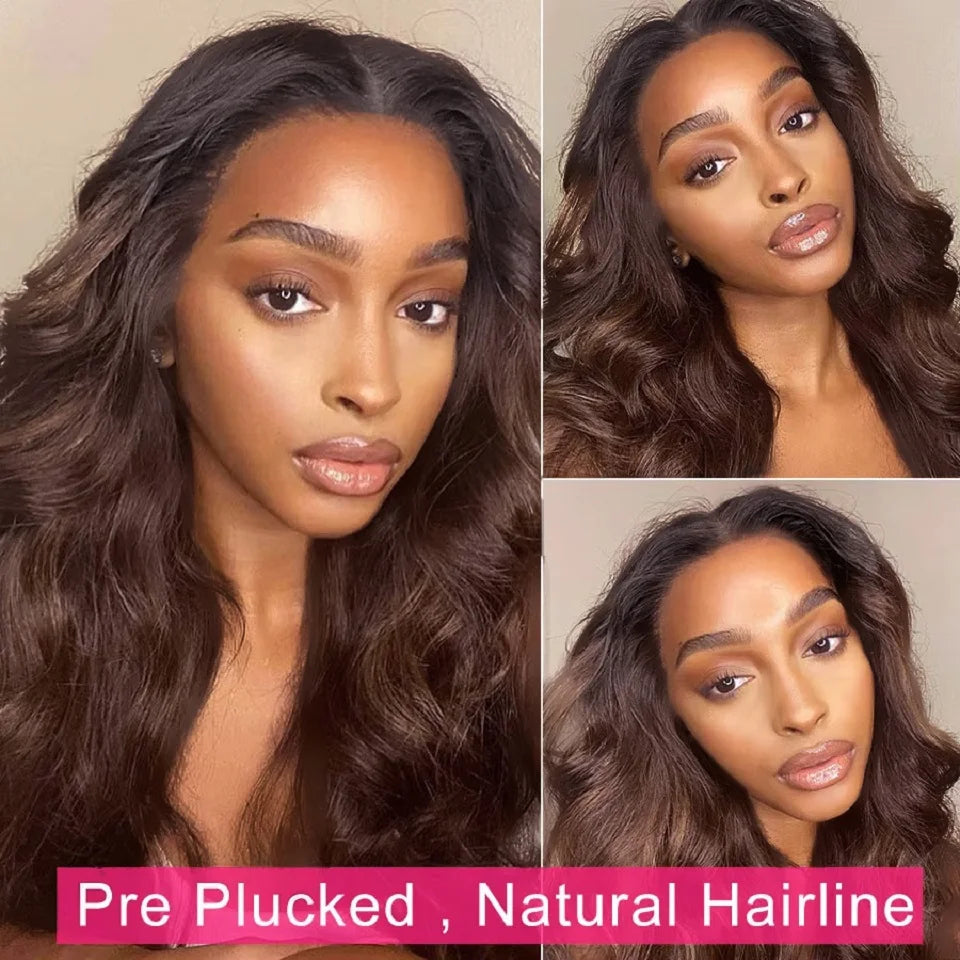 V Part Wig Ombre Reddish Brown Human Hair Remy Raw 28 30 Inch 250% No Glue Brazilian Loose Wavy V Part Human Hair Wigs for Women