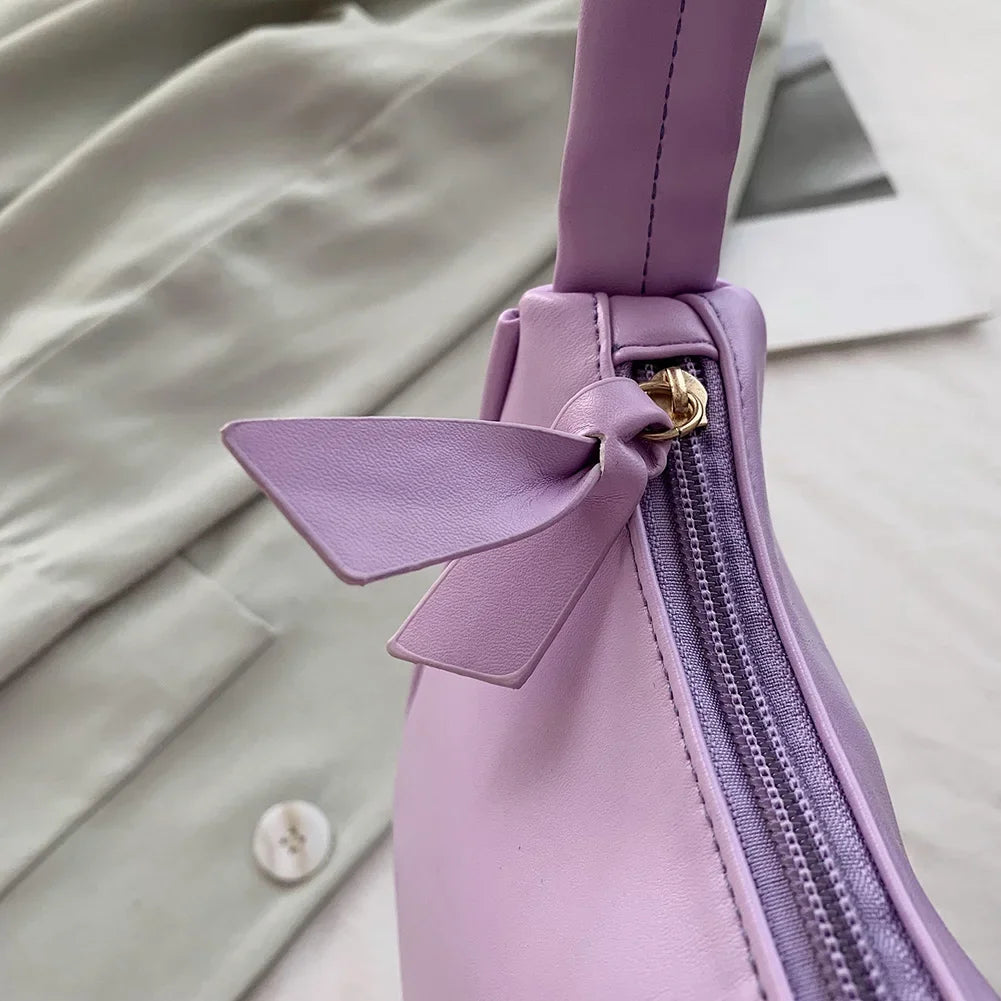 New Retro Soft PU Leather Women Shoulder Underarm Bags Casual Solid Color Small Top-Handle Handbags Ladies Fashion Shoulder Bags