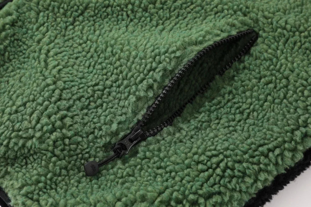 Vintage American Style Double-Sided Wearable Black Eight Ball Flocking Woolen Jacket Zipper For Men And Women Casual Use