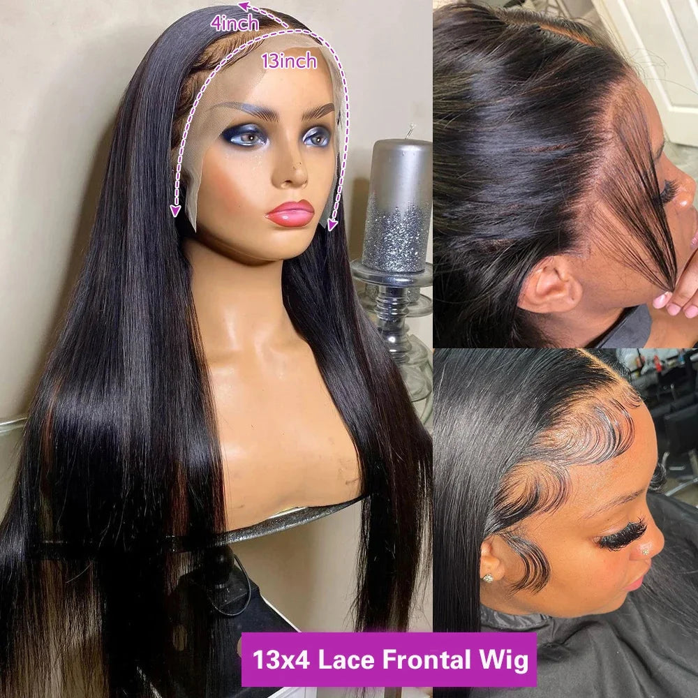 30 40 Inch Bone Straight Lace Frontal Wigs Human Hair 13x6 Hd Transparent Lace Front Wig 13x4 Long Straight Wig For Black Women