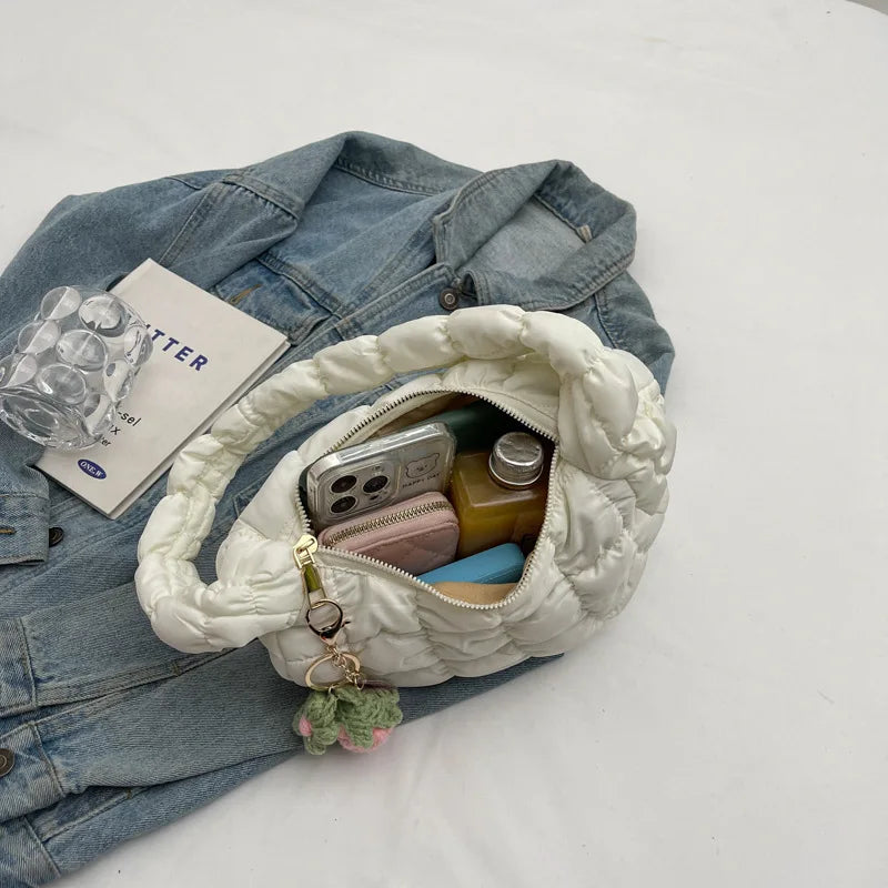 Women's Bag Korean Version Sweet Girly Style Shoulder Bag Fashion Casual Bubble Dumpling Bag Fold Cloud Bag Fashion Exquisite