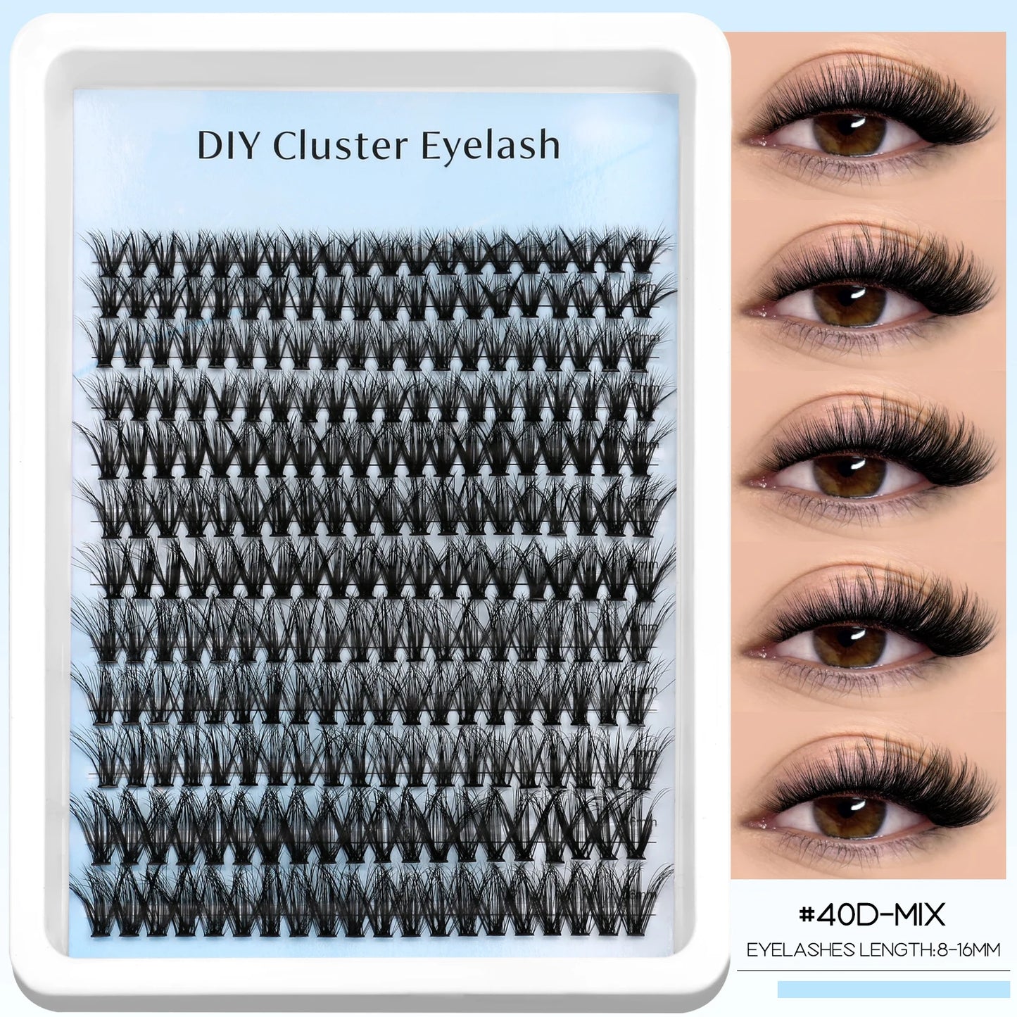 GROINNEYA Lashes Clusters Faux Mink Lashes Eyelash Extension Voluminous Fluffy Wispy Cat Eyelashes Eyelashes Clusters Makeup