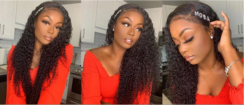 Kinky Curly 13x4 Lace Frontal Wig For Women 13x6 Glueless Human Hair Wigs Deep Water Wave Full Lace Front Wigs Ready to Wear Wig
