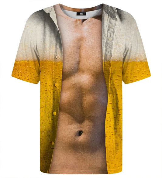 Beer Lover Cosplay T-shirt For Men Clothes Funny Humor Short Sleeve T Shirts Harajuku Fashion Cartoon Pattern Party Trend Tee