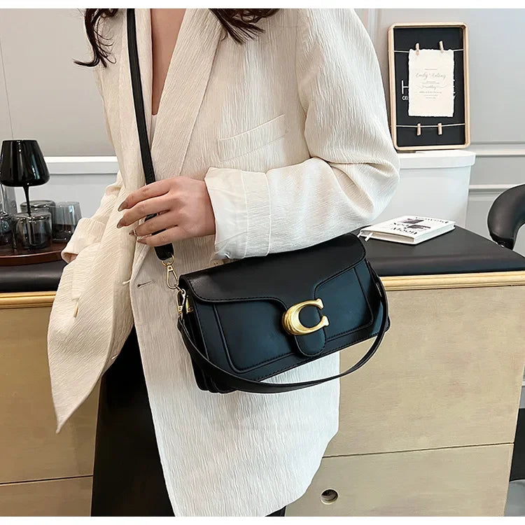 2025 New Women's High-End Pure Color Simple Square Bag Multi-Layer Commuting Single Shoulder Bag Neutral Minimalist Style