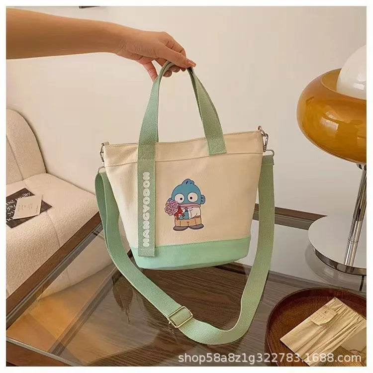 Sanrio Hello Kitty Kuromi Canvas Shoulder Bag Kawaii Anime Print Lightweight Crossbody Purse for Girl