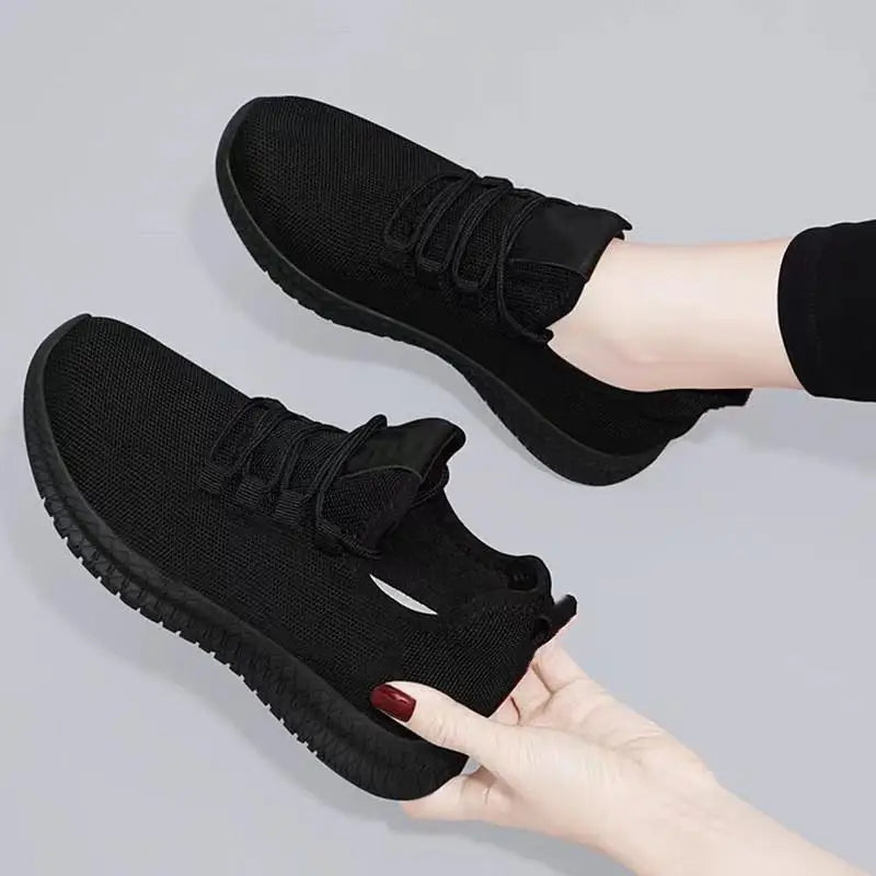 Women's Breathable Non-slip Platform Fashion New Casual Shoes Korean Running Shoes Black Sneakers Shoes for Women 2024 Autumn