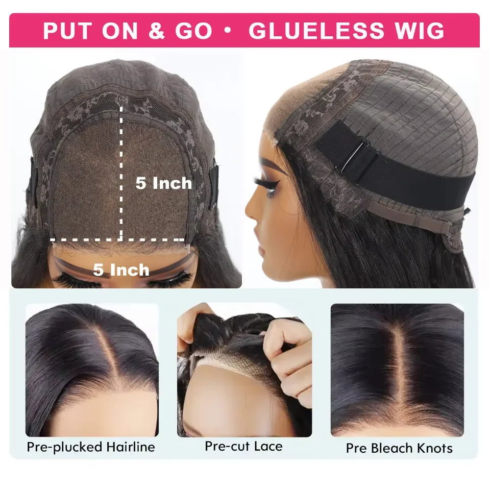 250% 36 Inch Hd Curly Glueless Wigs Ready To Wear 5x5 Lace Closure Wigs Hd Transparent Lace Front Human Hair Wigs Bleached Knots