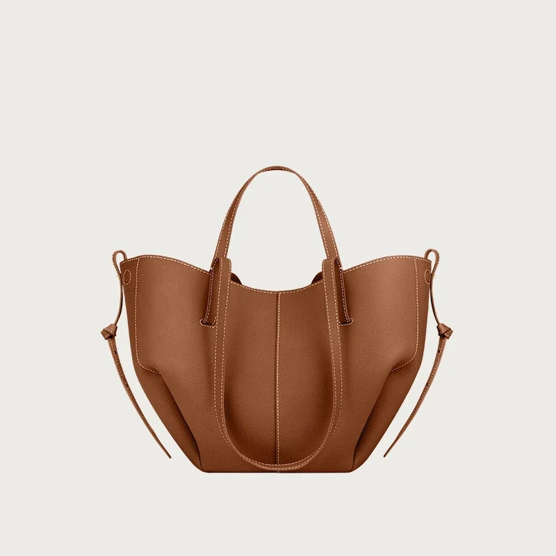 Women's large capacity leather hand-held wing bag, pleated underarm tote bag, casual and fashionable one shoulder underarm bag
