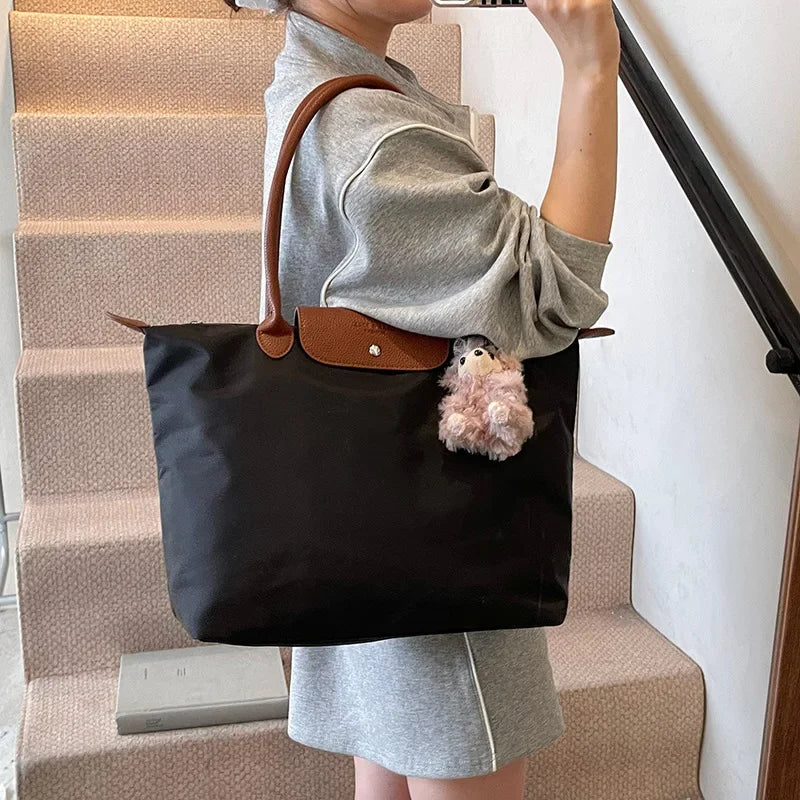 Eco-Friendly Dumpling Shape Tote Bag Versatile Ladies Handbag Single Shoulder Slant Cross Commuter Bag Soft Canvas Square Shape