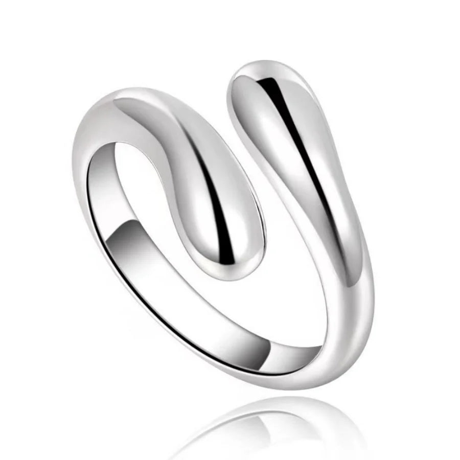 European & American Fashion S925 Sterling Silver Minimalist Openwork Geometric Ring Women's Unique Hip-Hop Open-Style Silver Jew