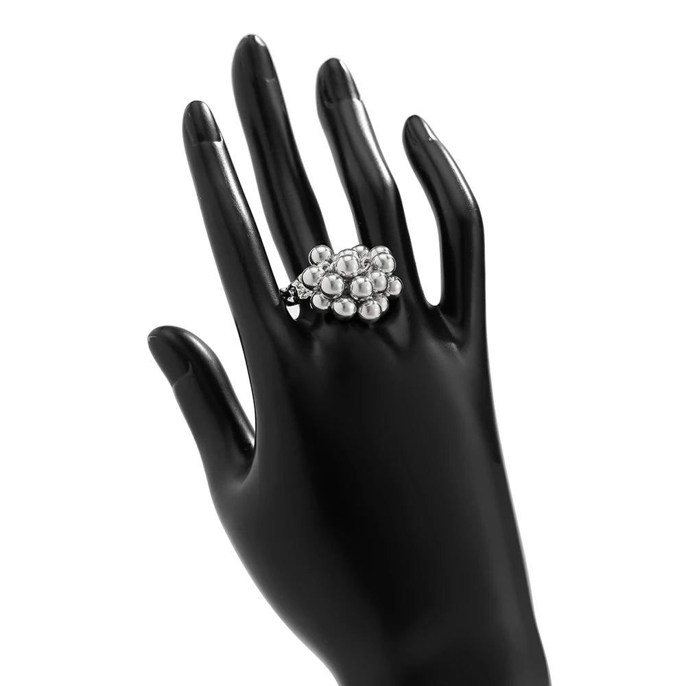 AETEEY Fashion Simple CCB Small Ball Ring for Women Men 2025 Punk Hip Hop Metal Open Finger Ring Female Jewelry Gift