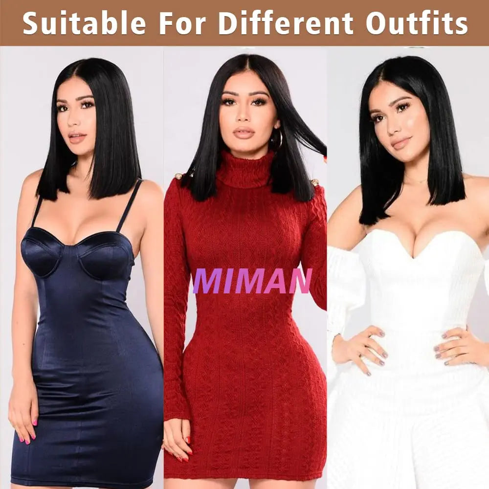 Black Synthetic Wig Shoulder Length Bob Wig For Women In The Middle Part of The Straight Hair Natural Heat-Resistant Head Cover