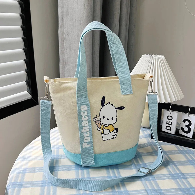 Sanrio Hello Kitty Kuromi Canvas Shoulder Bag Kawaii Anime Print Lightweight Crossbody Purse for Girl