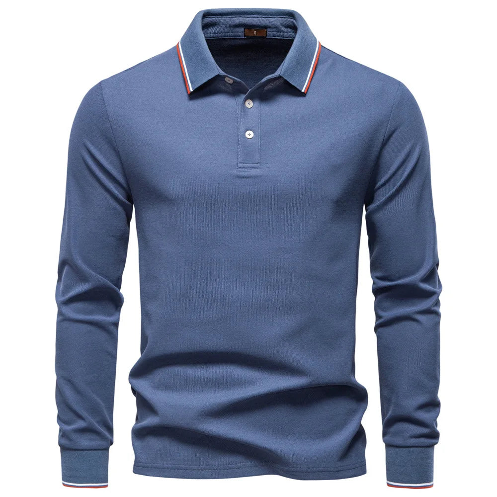 2025 New Men's Polo Shirts for Men Cotton Solid Color Long Sleeve Lapel Polo Desinger High Quality Male T-Shirt Dropshipping