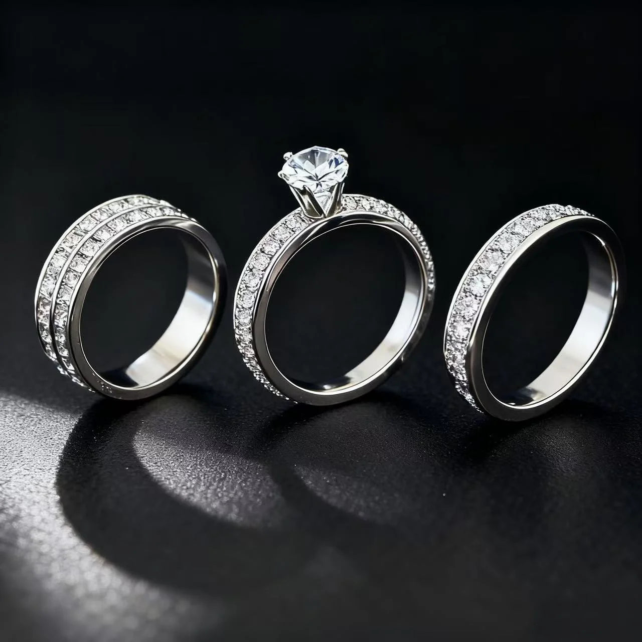 Luxury Zircon Stainless Steel Ring Set For Women 2025 Trend Finger Fashion Jewelry Accessories