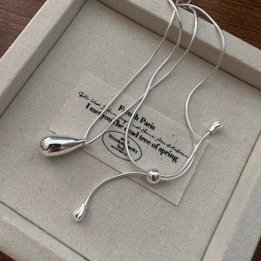 925 Sterling Silver Luxury Fashion Drop Necklace for Fall/Winter Sweater Chains Simple Versatile Pendant for Women Fine Jewelry