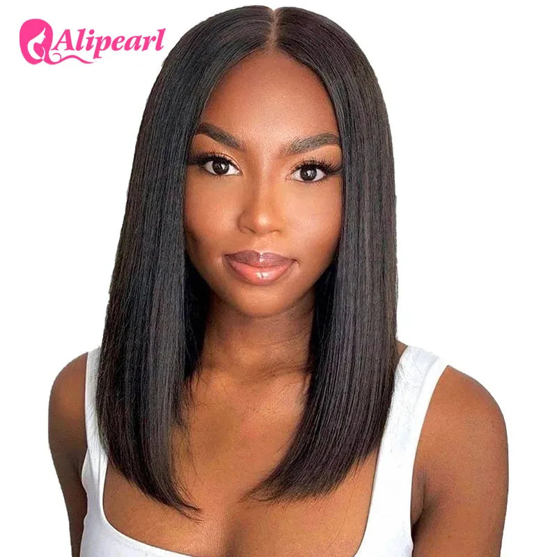 AliPearl Bone Straight Bob Wig Lace Front Human Hair Wigs for Women Pre-Plucked 13x4 Transparent Lace Frontal Wig Short Bob Wigs