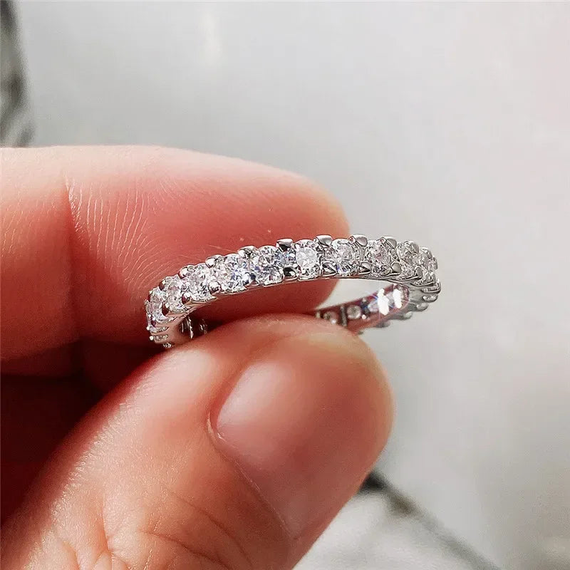2025 New Starry Sky Full Circle Zircon Women's Ring, Paired with Sparkling Light Luxury Fashion Jewelry Accessories