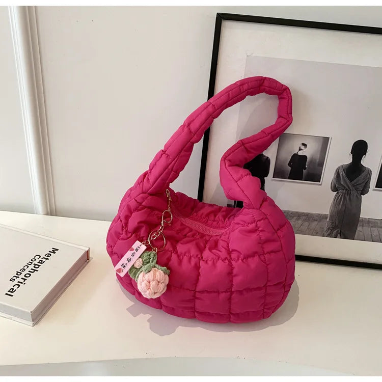 Women's Bag Korean Version Sweet Girly Style Shoulder Bag Fashion Casual Bubble Dumpling Bag Fold Cloud Bag Fashion Exquisite