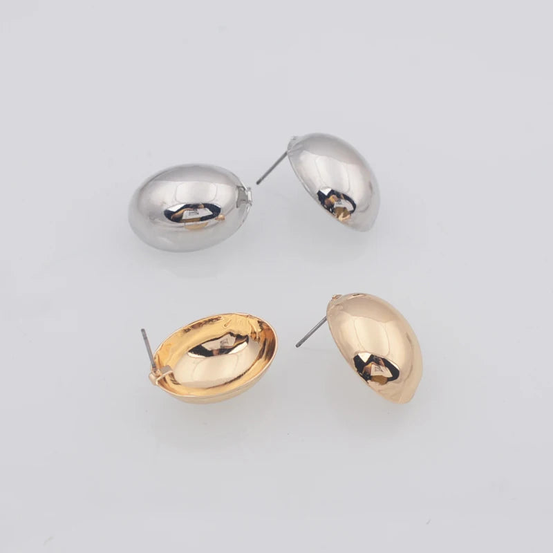 Hollow Oval Stud Earrings for Women Exquiste Metal Smooth Small Earrings OL Style Earrings 2025 new aretes de mujer