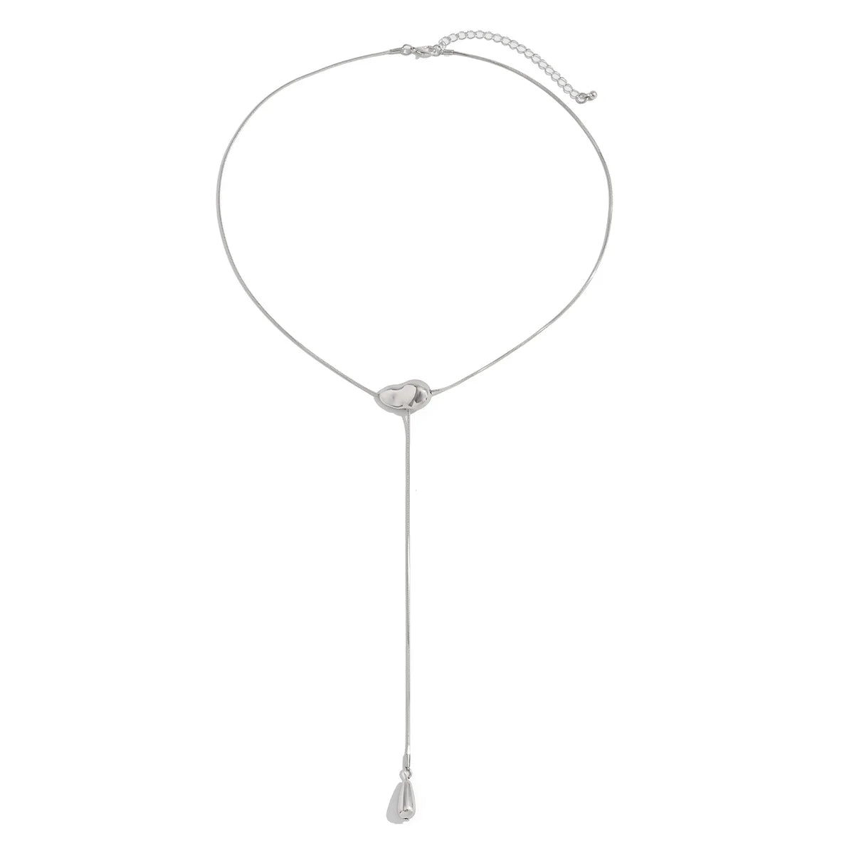 2025 Vintage Metal Simple Water Drop Pendant Necklace for Women 2025 Trendy Long Thin Chain Necklace Aesthetic Y2K Jewelry Gift