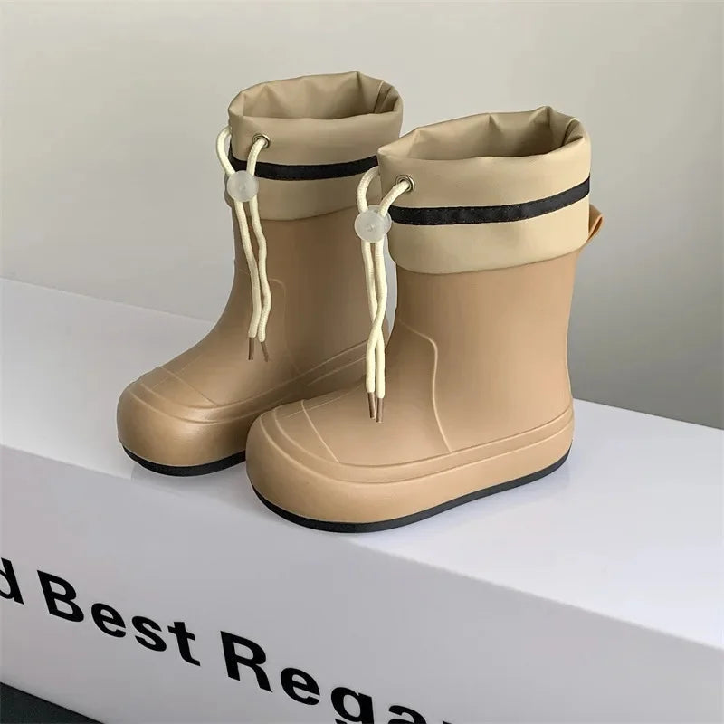 Cute Mid-Calf Rain Boots Women's Student Fashion Casual Play Water Outdoor School Shoes Parent-Child Rain Shoes PVC Material