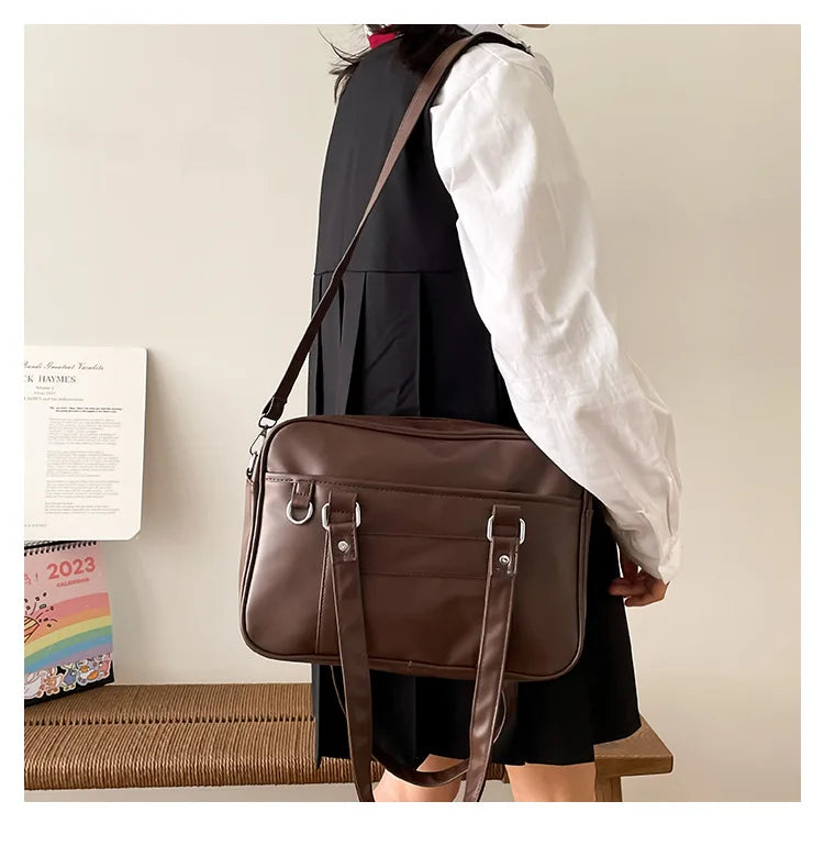 Japanese Style JK Bag Women High School Student Uniform Bag PU Leather Shoulder Bag Women Simple Handbags Crossbody Bags Itabag