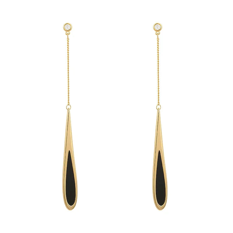 European and American Black Drop Tassel Long Earrings 2025 New Fashion Party Luxury Accessories For Womens Temperament Jewelry