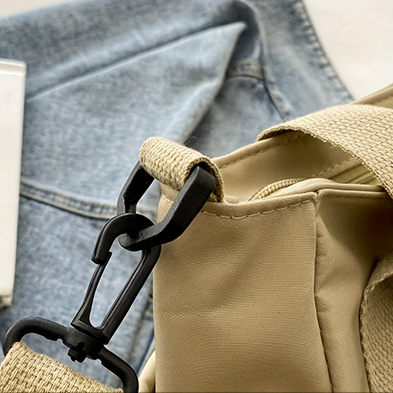 Large Capacity Nylon Crossbody Bag Casual Solid Color Messenger Shoulder Bag with Removable Strap