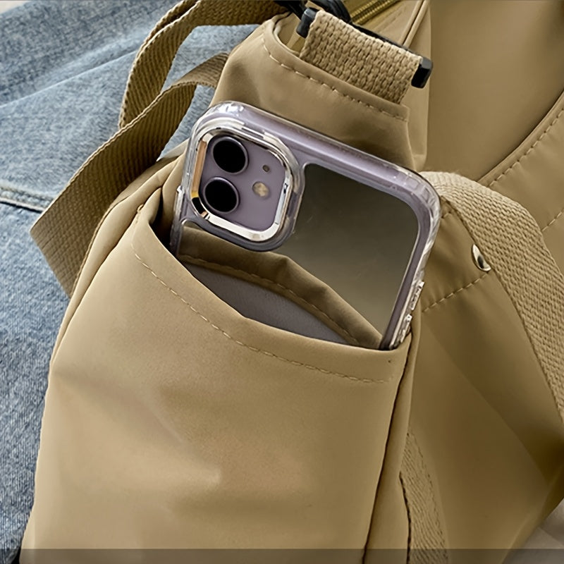 Large Capacity Nylon Crossbody Bag Casual Solid Color Messenger Shoulder Bag with Removable Strap