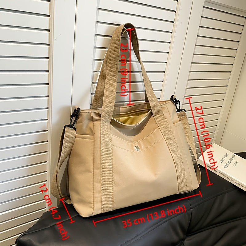 Large Capacity Nylon Crossbody Bag Casual Solid Color Messenger Shoulder Bag with Removable Strap